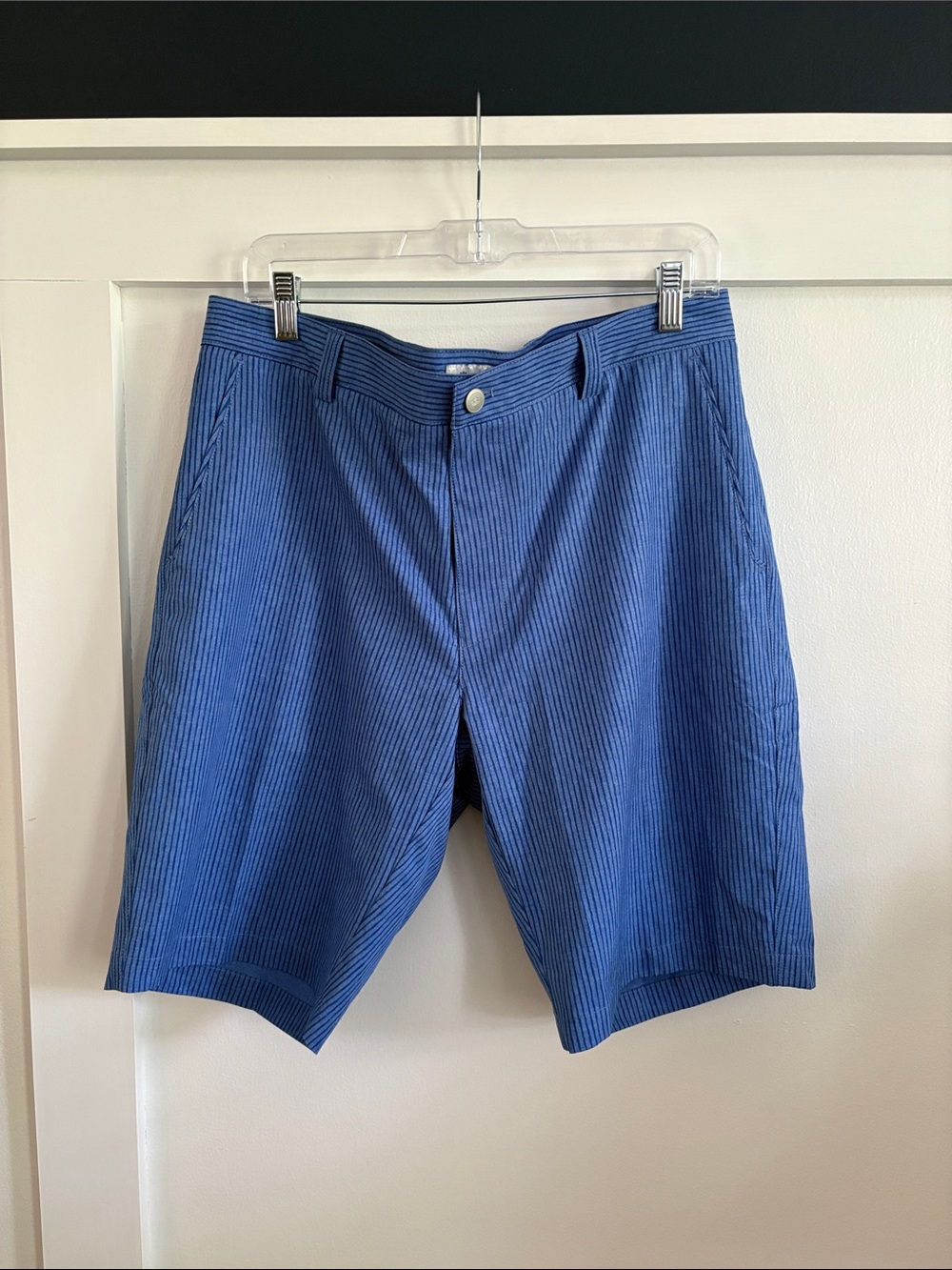 Peter Millar Blue Pinstripe Flat-Front Shorts